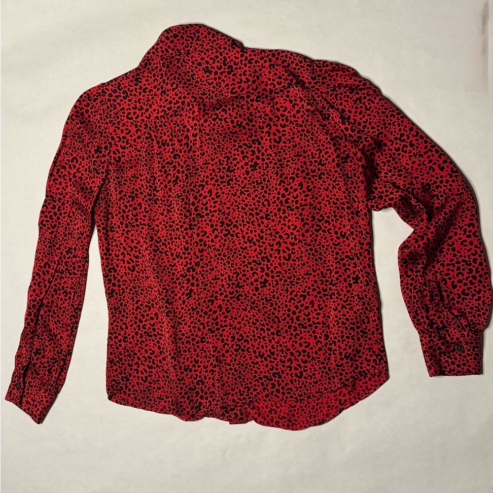 Brooks Brothers Red and Black Leopard Print Top - Picture 3 of 5